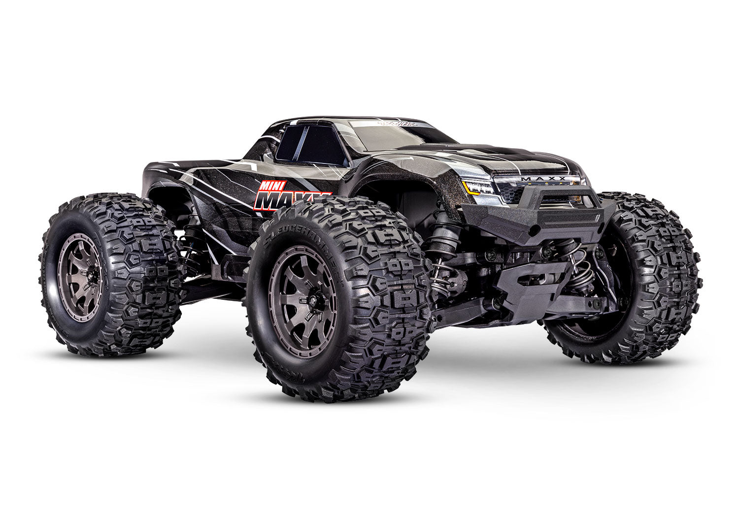 TRAXXAS 107154-1 Mini Maxx: RTR, Maxx-scale monster truck, fully assembled, with TQ 2.4 GHz radio system, Bl-2s™ Brushless Power System, and clipless painted body. Includes 2-cell LiPo battery and 2-amp USB-C charger.