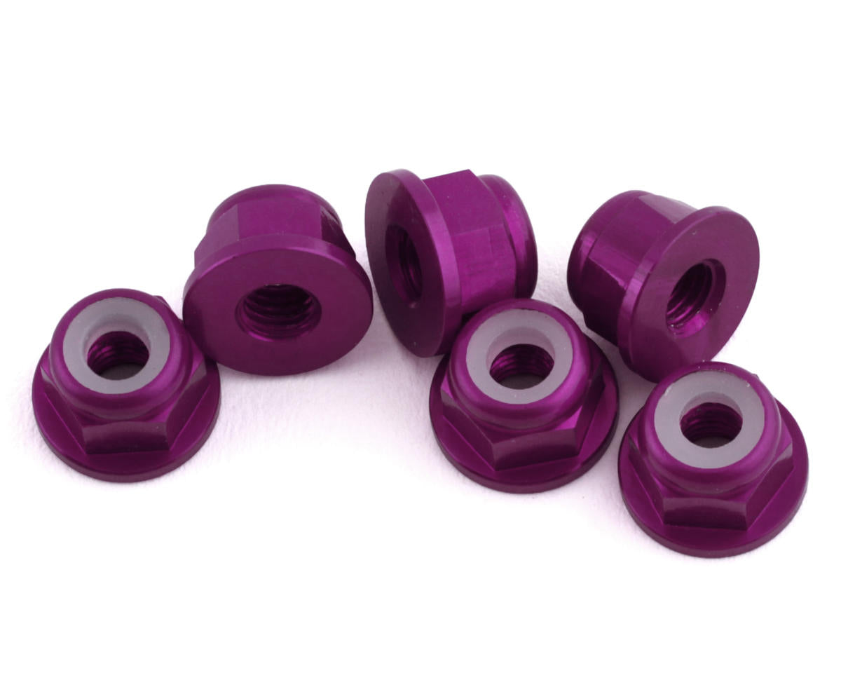 1 UP 870303 3mm Aluminum Flanged Locknuts (Purple) (6)