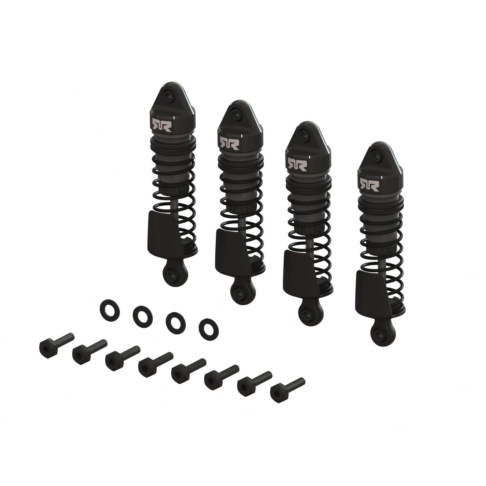 ARRMA ARA-1560 Aluminum Shock Set, 58mm Length, 2000cSt Oil (4), Gunmetal: GROM