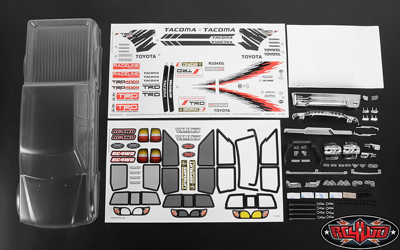 RC4WD Z-B0169 2001 Toyota Tacoma 4 Door Clear Body F2 LWB 313mm 12.3" Gen1