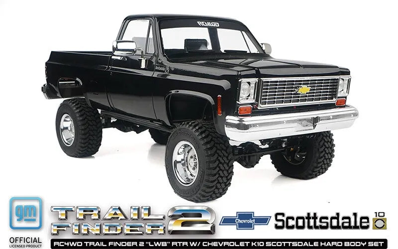 RC4WD Z-RTR0067 Trail Finder 2 "LWB" RTR W/ Chevrolet K10 Scottsdale Hard Body Set (Black)