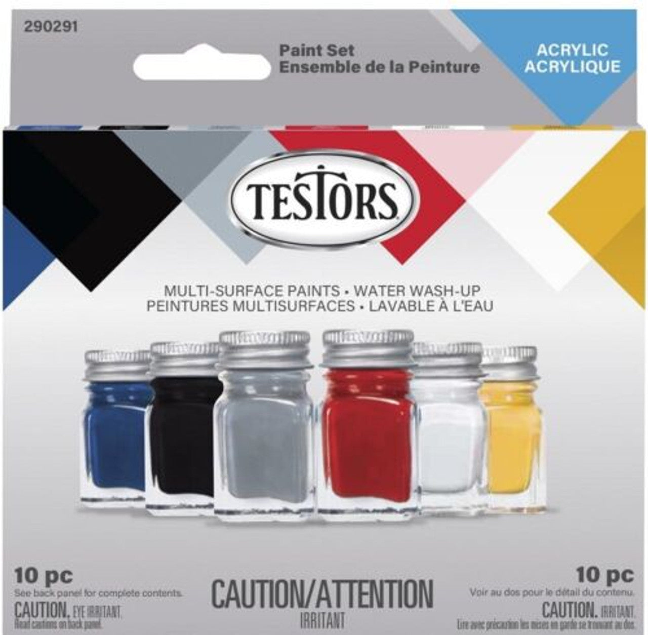 TESTORS 290291 Acrylic 6 Piece Paint Set, Primary