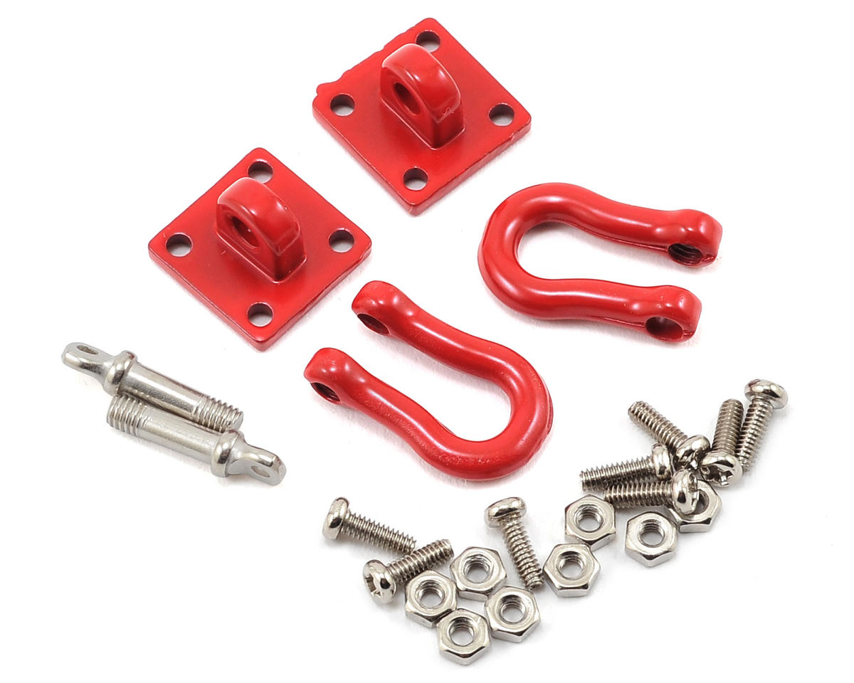 YEAH RACING YA-0358 1/10 Crawler Scale Heavy Duty Shackle w/Mounting Bracket (Red) (2)