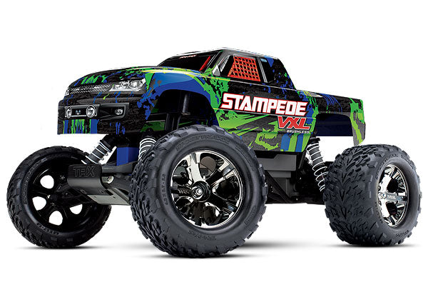 TRAXXAS 36076-4  Stampede VXL: 1/10 Scale Monster Truck. RTR with TQi 2.4GHz Radio System, Velineon VXL-3s Brushless ESC (fwd/rev), and TSM