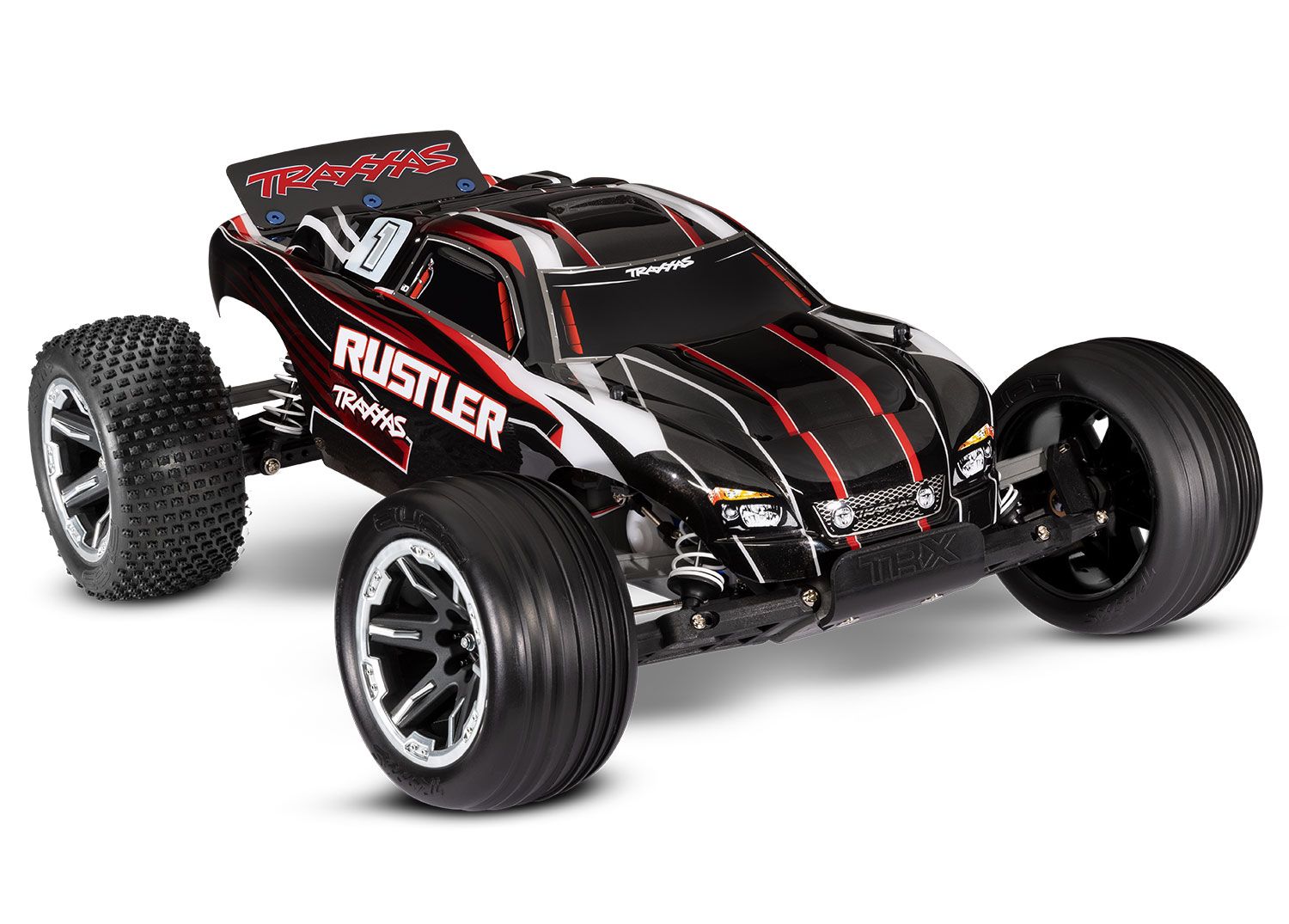 TRAXXAS 37054-8 Rustler 1/10 scale waterproof stadium truck. RTR with TQ 2.4GHz radio, XL-5® ESC, 8.4V NiMH 3000mAh battery and USB-C Charger