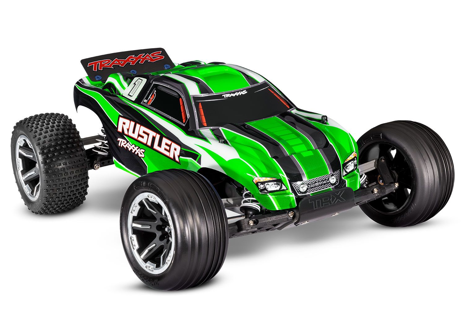 TRAXXAS 37054-8 Rustler 1/10 scale waterproof stadium truck. RTR with TQ 2.4GHz radio, XL-5® ESC, 8.4V NiMH 3000mAh battery and USB-C Charger