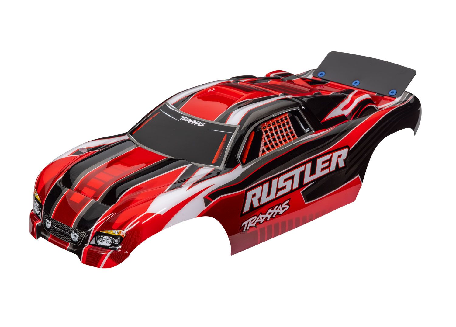 TRAXXAS 3750R Body, Rustler® (also fits Rustler® VXL), red (painted, decals applied, assembled with wing)