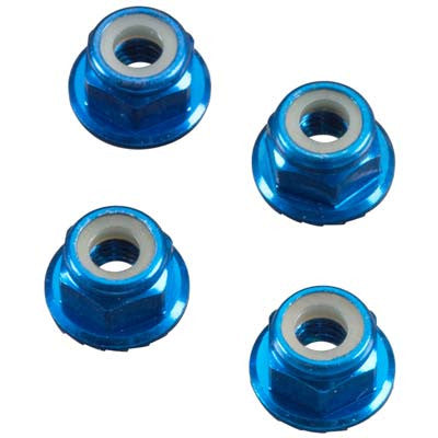 AXIAL AXA1046 Wheel Nut M4 Serrated Blue (4)