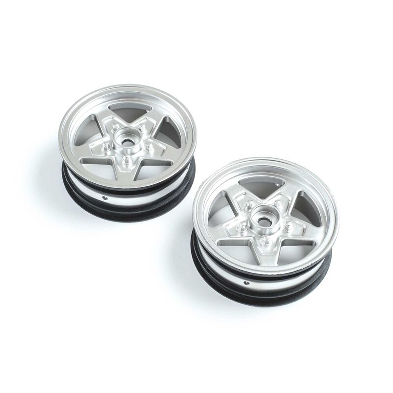 LOSI LOS43047 Front Wheel, Satin Chrome (2): 22S Drag