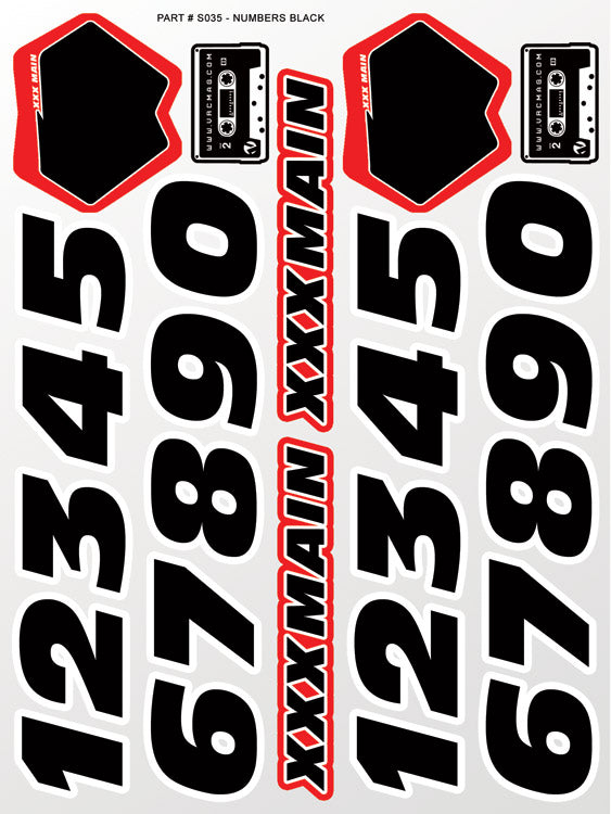 XXX MAIN S035 Numbers Black Sticker Sheet