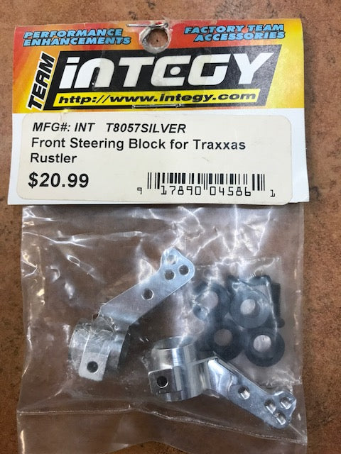 INTEGY T8057SILVER Front Steering Block for Traxxas Rustler Slash