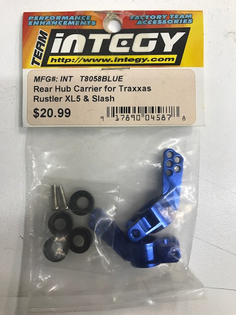 INTEGY T8058BLUE Rear Hub Carrier for Traxxas Rustler Slash