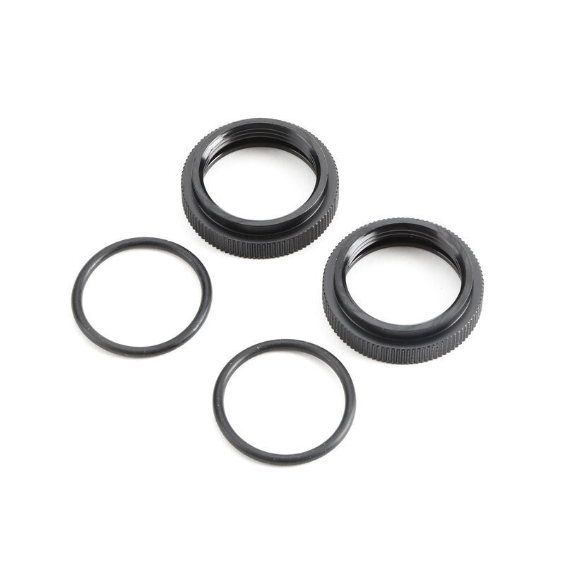 LOSI TLR253000 Shock Adjuster Nut with O-ring, Aluminum Black (2): 5B, 5T, MINI WRC