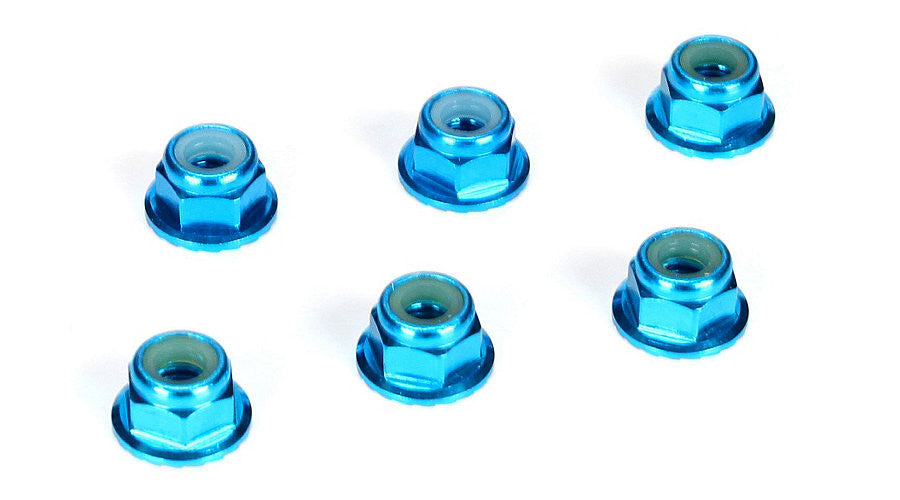 LOSI TLR336001 4mm Aluminum Serrated Lock Nuts Blue