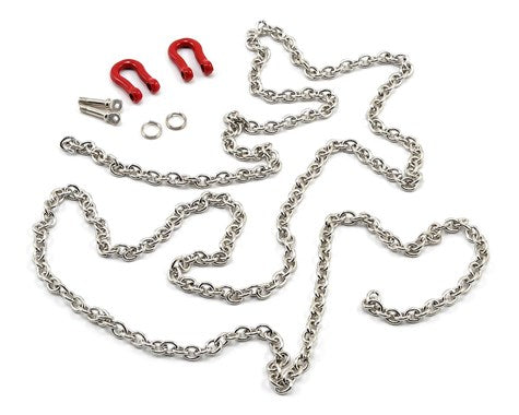 YEAH RACING YA-0385 96cm 1/10 Crawler Scale Steel Chain w/ Red Shackles