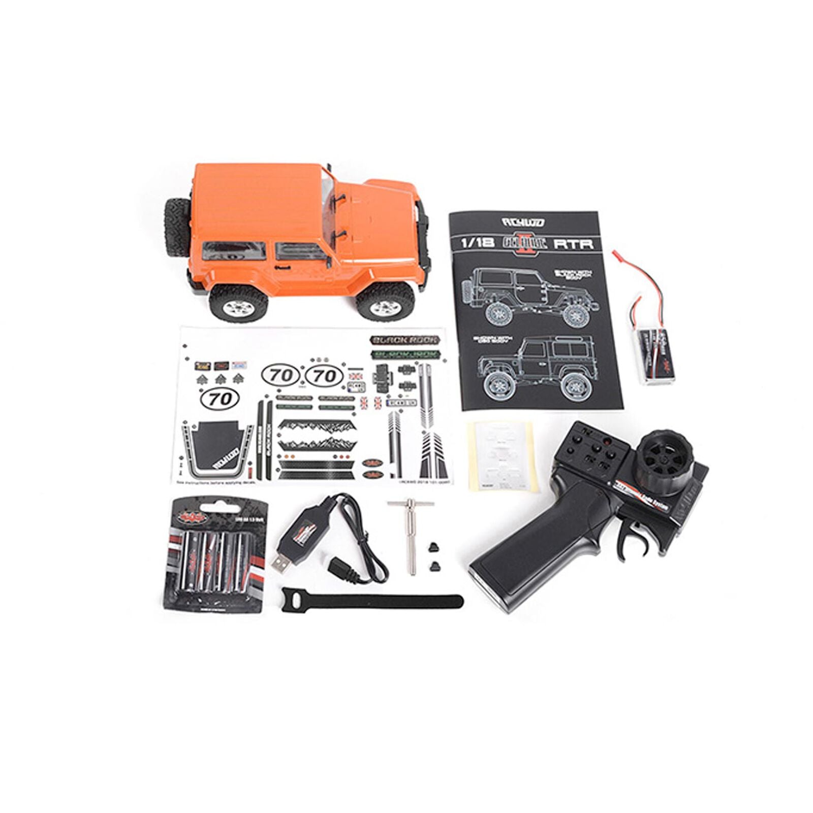 RC4WD Z-RTR0048 1/18 Gelande II RTR with Black Rock Body Set Orange