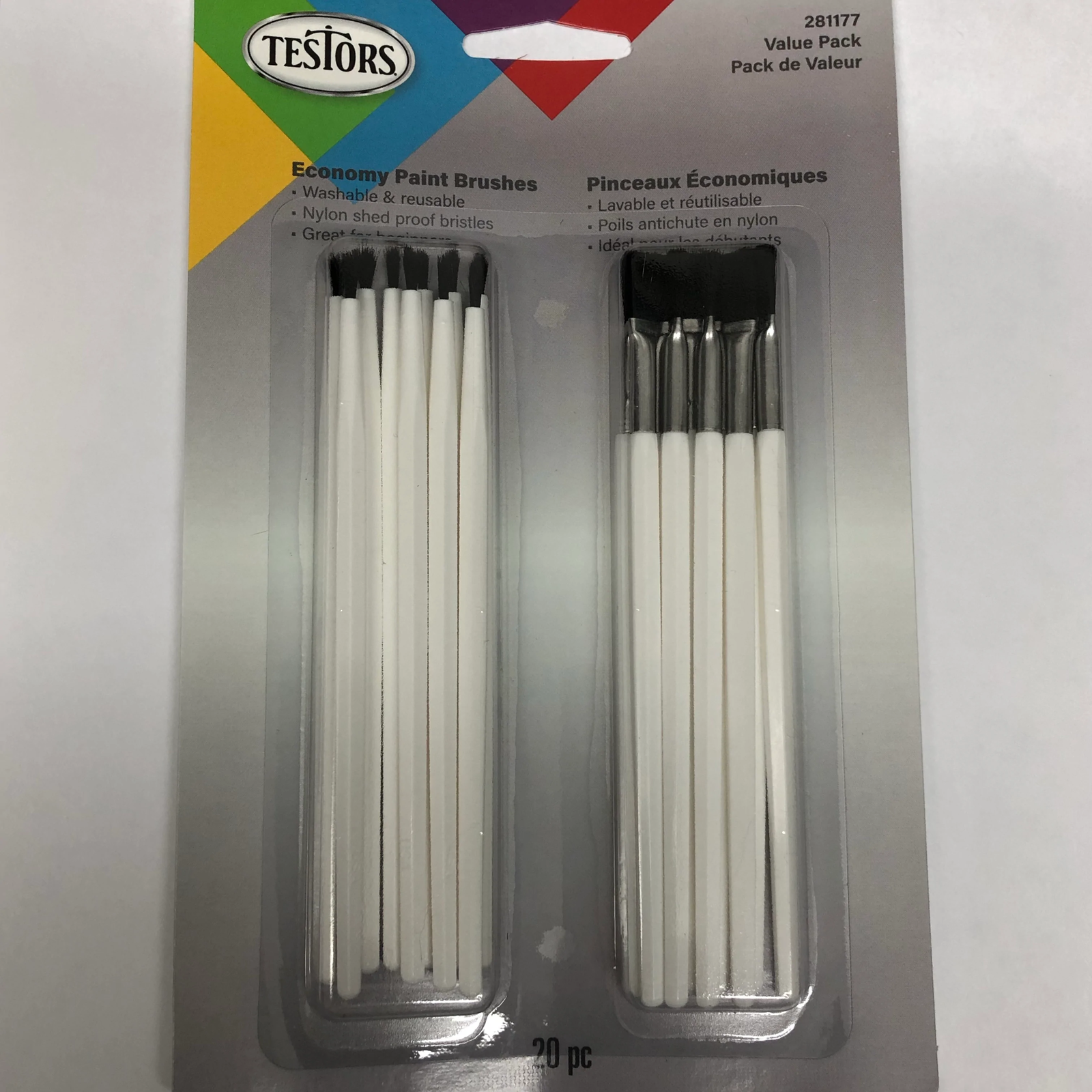 TESTORS 281177 20 Piece Economy Assorted Brush Set