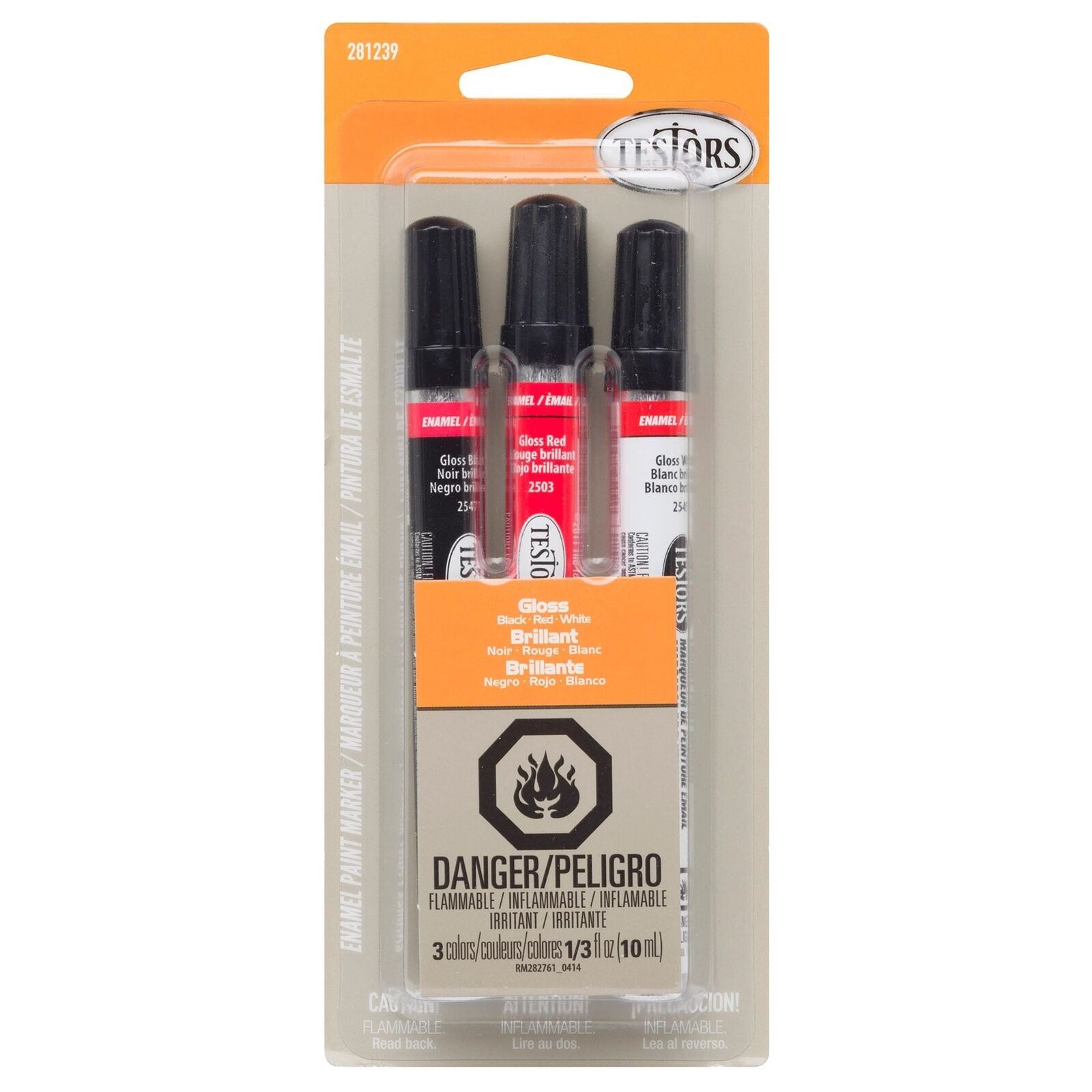 TESTORS 281239 Enamel Paint Marker Set, White/Black/Red