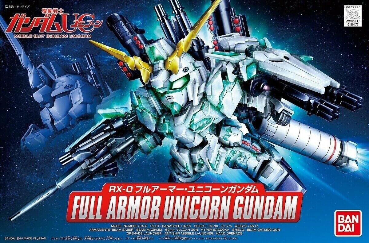 BANDAI 5059029 BB390 Full Armor Unicorn Gundam Model Kit, from SD Action Figure