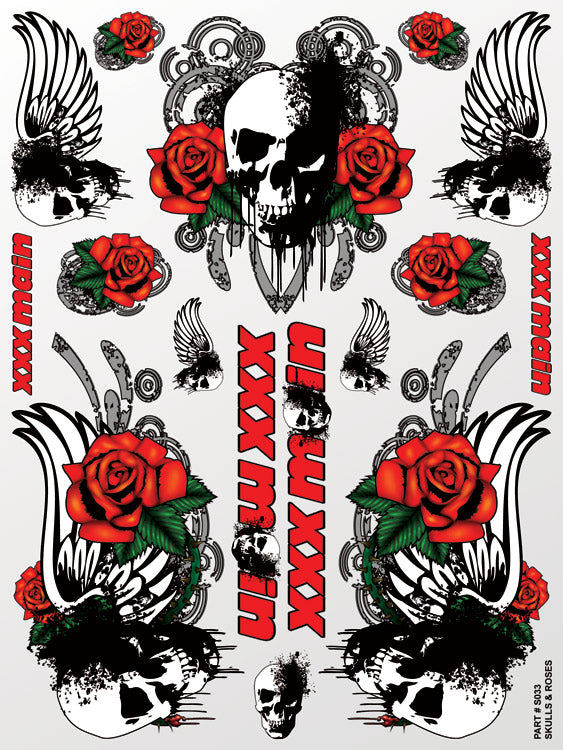 XXX MAIN S033 Skulls & Roses Sticker Sheet